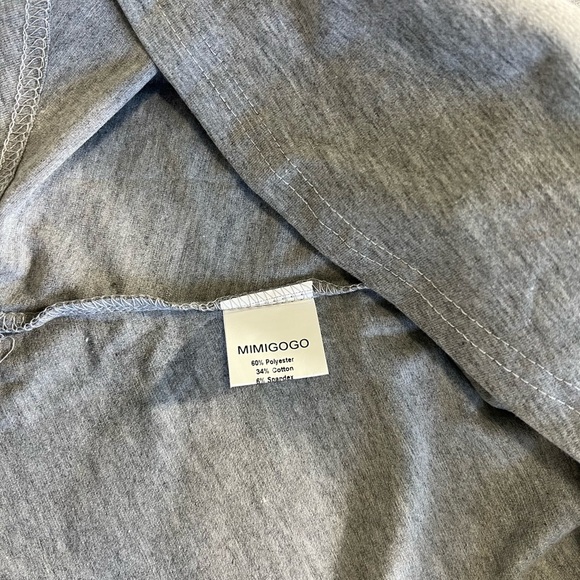 MIMIGOGO Gray and White Striped Raglan Top with Leopard Accents.  #07 - Picture 5 of 5